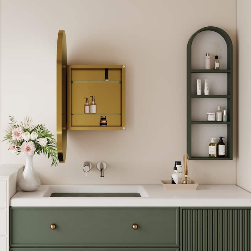 Wall Mount Metal Framed Medicine Cabinet with Storage