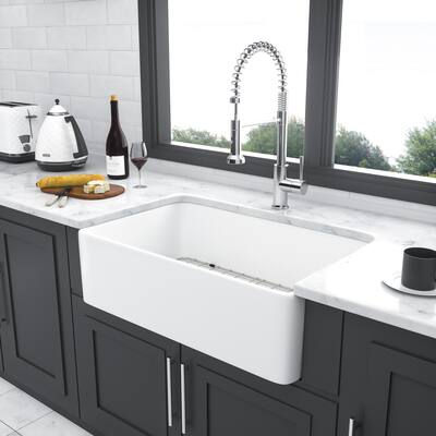 Farmhouse Kitchen Sink Apron Front Ceramic Single Bowl