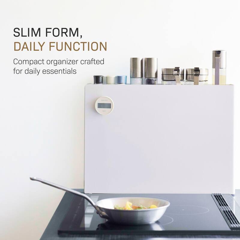 Yamazaki Home Sliding Drawer Seasoning Rack, Steel - L 36.61 x W 4.92 x H 14.45 inches