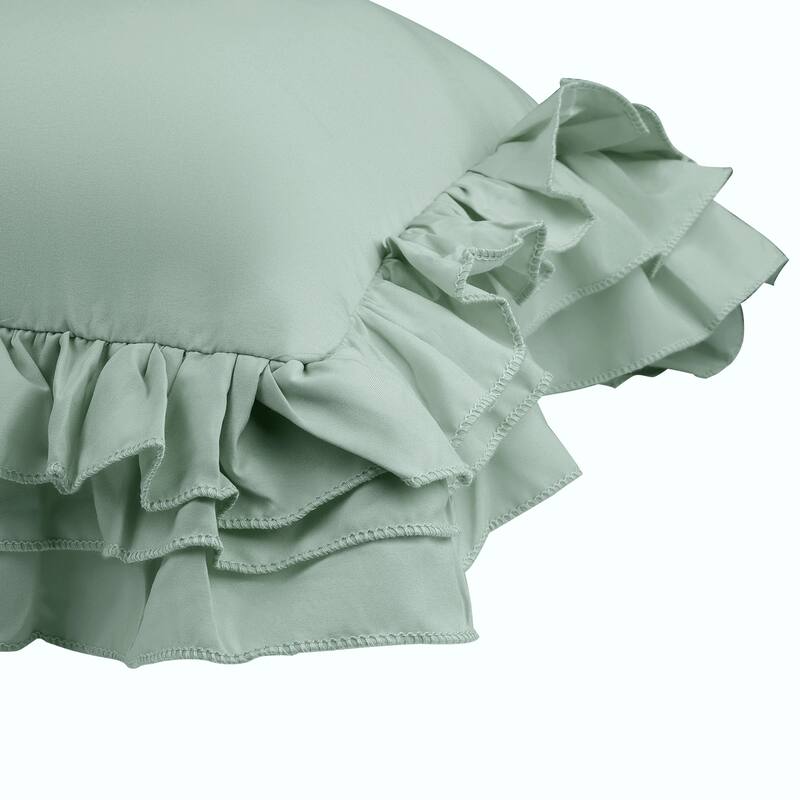 Triple Ruffle Pillowcases, Set of 2 Pillow Covers, Bedding Pillow Shams with Envelope Closure