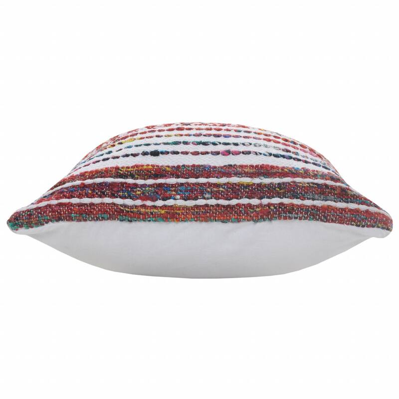 HomeRoots 20" X 20" Red Green Blue Yellow Orange And Pink Polyester Geometric Zippered Pillow
