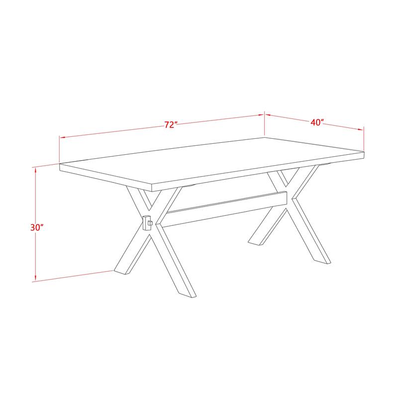 HomeStock 7-Piece Distressed Jacobean Finish Solid Wood Top Dining Table with 6 Parson-Chairs