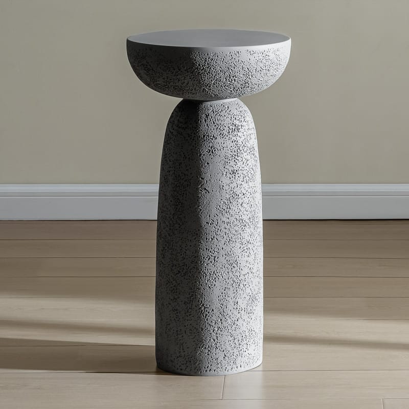 Travertine Stone Finish End Table Accent Side Table
