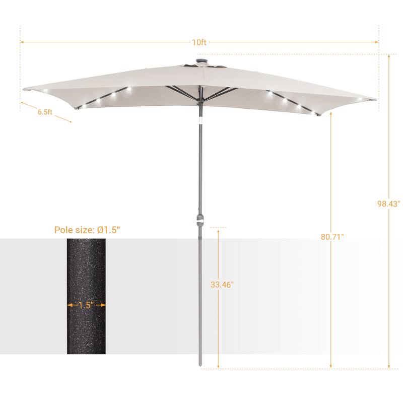 BONOSUKI LED 10 x 6.5ft Outdoor Umbrellas Patio Market Table Umbrellas