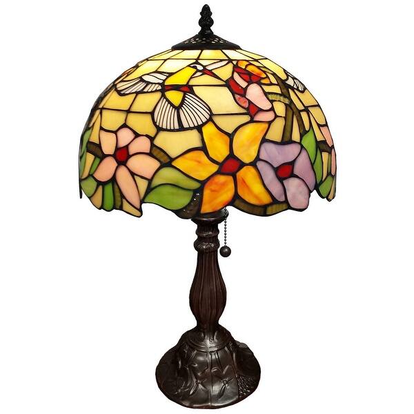 Shop Tiffany Style Table Lamp 19 Tall Stained Glass Floral Hummingbird Decor Bedroom Office Handmade Am1112tl12b Amora Lighting Overstock 9176390