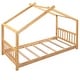 preview thumbnail 7 of 16, Twin Size Platform Bed, Wooden Twin Playhouse Bed with Roof for Kids