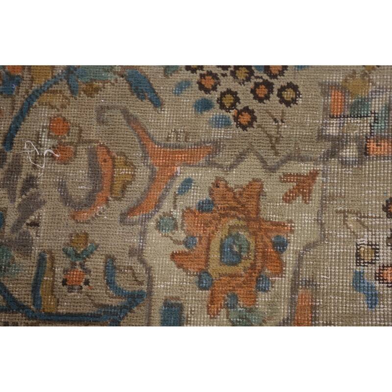 Distressed Tabriz Persian Antique Rug Handmade Floral Wool Carpet - 6'6"x 10'2"