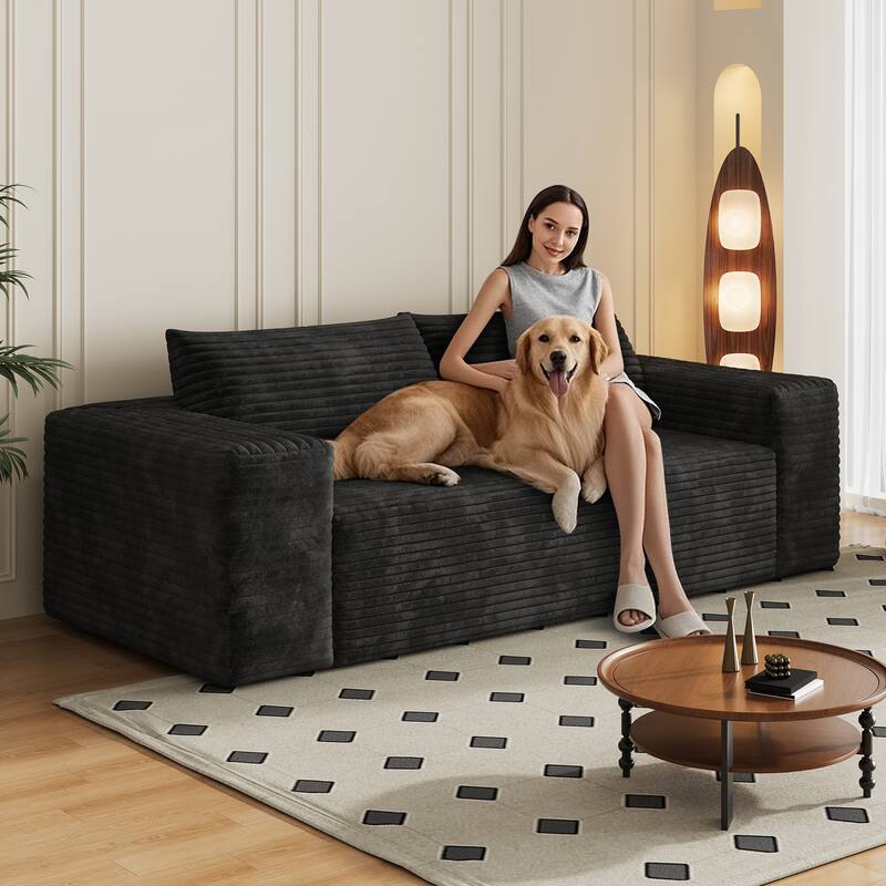 78.8" Corduroy Loveseat Sofa - Deep Seat, No Assembly Required, for Living Room, Bedroom, Apartment