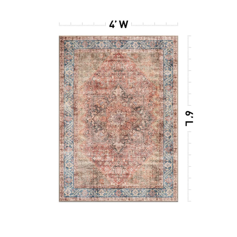 Beige Classic Washable Rug - Flat Pile, Non-Slip, Versatile for Any Room