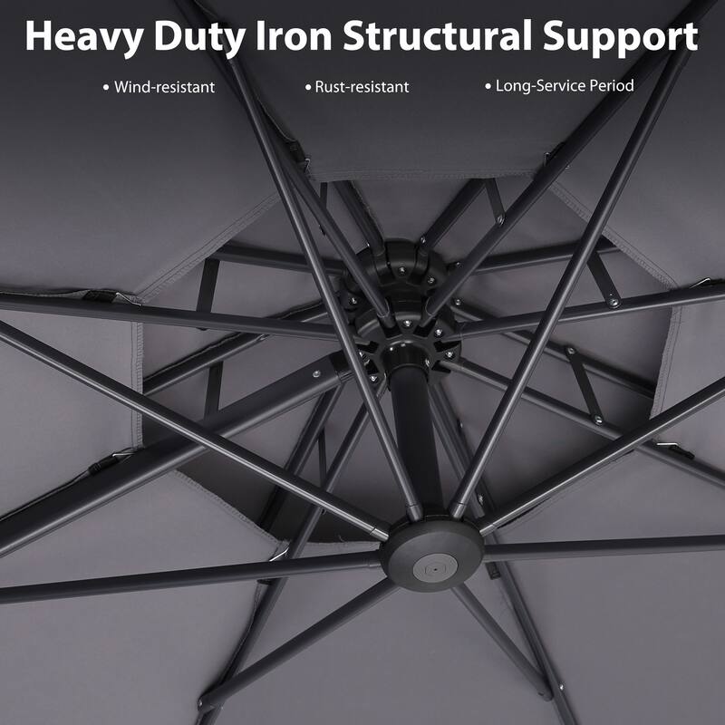 10 FT Aluminum Offset Outdoor Cantilever Umbrella with 360-degree Rotation