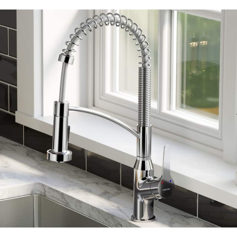 Karran Scottsdale Single-Handle Pull-Down Sprayer Kitchen Faucet with Matching Soap Dispenser
