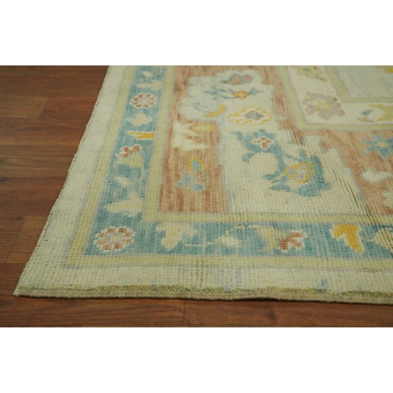 Handmade Wool Oushak Turkish Area Rug, Medallion Geometric Carpet - 10' 1'' X 8' 6''