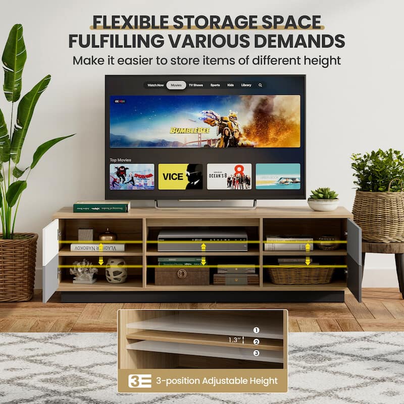 Gymax 55'' TV Stand Entertainment Media Center w/ Storage Cabinets