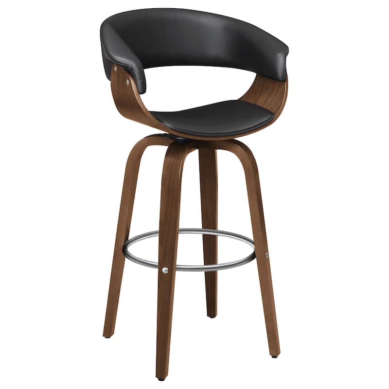 Zion Upholstered Swivel Bar Stool Walnut - Black