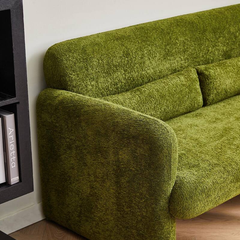 Stylish Velvet 2 Seat Sofa Accent Sofa with Lumbar Pillow, Loveseat Sofa Couch with Wood Frame for Living Room