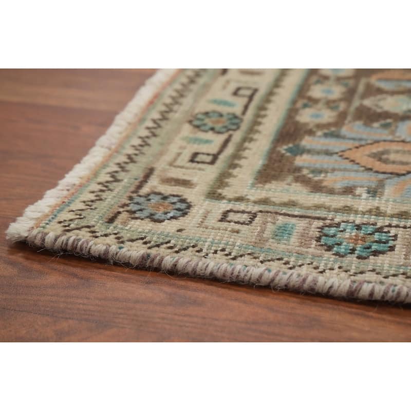 Hand Knotted Oriental 100% Wool Carpet Traditional Floral Peach Tabriz Area Rug - 9' 5'' X 6' 4''
