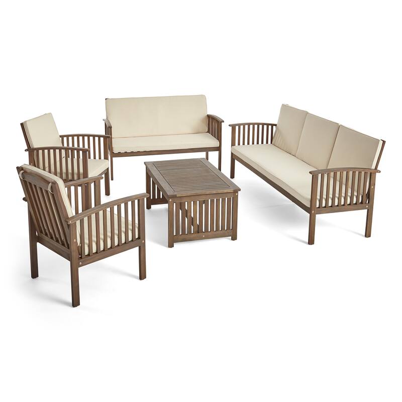 Carolina Outdoor 5-pc. Acacia Conversational Set by Christopher Knight Home