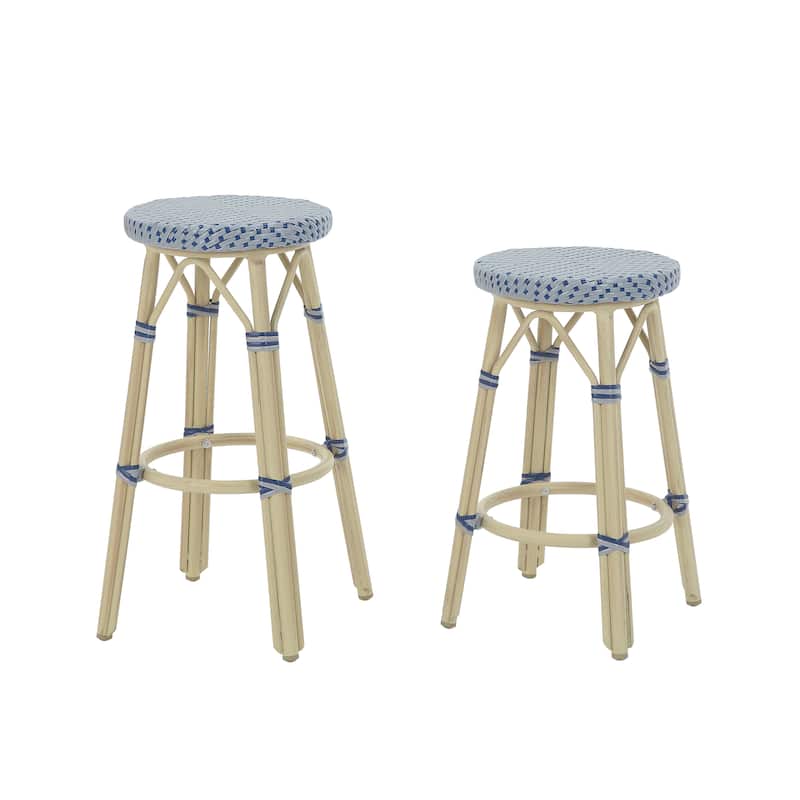 Elena Bohemian Round Wicker Patio Stools (Set of 2) by Furniture of America