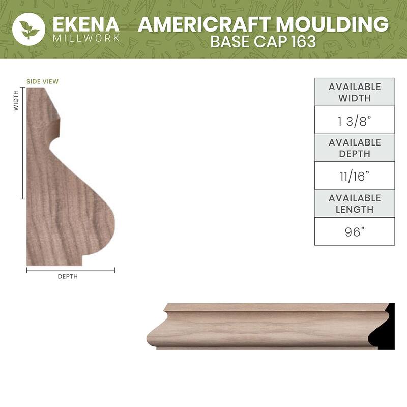 WM163: Americraft Finger-Joint Pine Base Cap Moulding