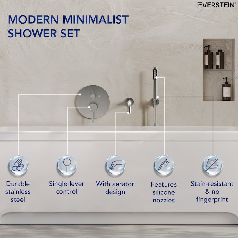 Wall-Mount Tub and Handheld Shower Faucet Set