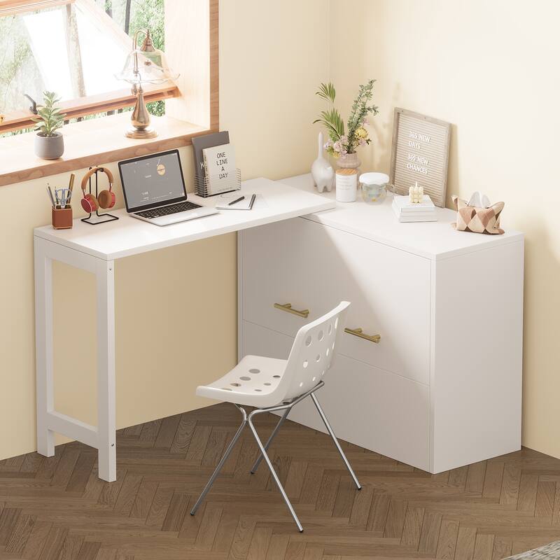 Twin Size Murphy Cabinet Bed with Adjustable Position Desk, Murphy Chest Dresser Bed with Foldable Cushion