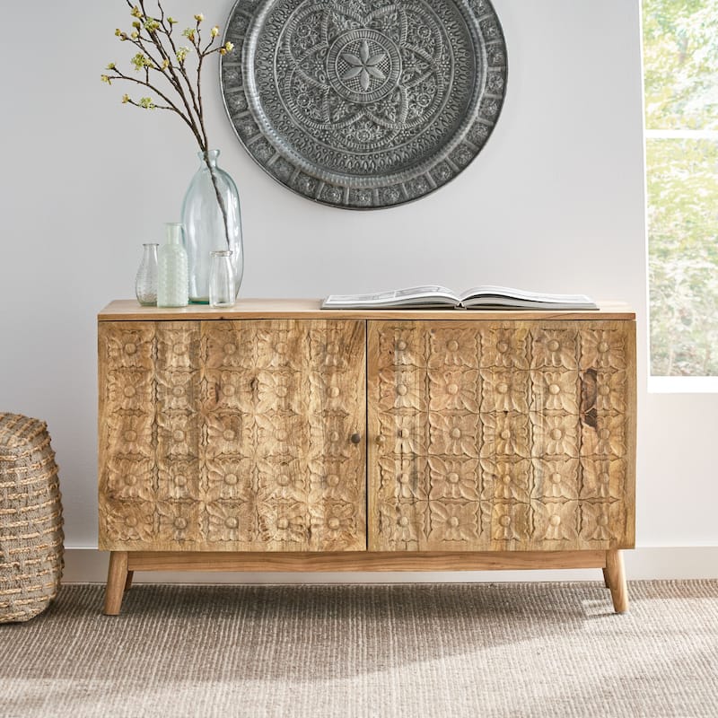 Boho Cabinet 2 Door Legs For Living Rooms,47.00" W X 16.00" D X 26.50" H