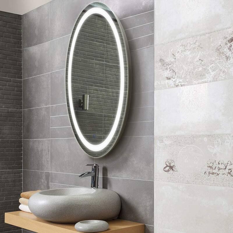 Edison Oval LED Tri-Color Mirror with Touch On/OFF Dimmer & Anti-Fog Function - Clear - 30x42