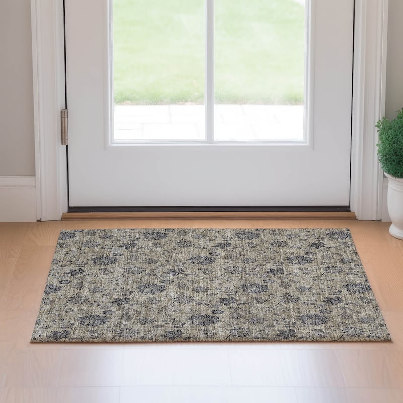 Premium Washable Super Soft Floral Borderless Mayfield Rug - Brown - 1' 8" x 2' 6" - Rectangle
