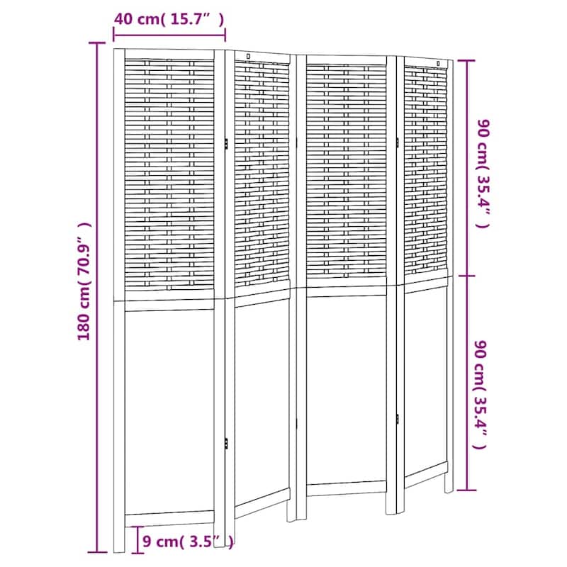 vidaXL Room Divider Privacy Screen Living Room Dark Brown Solid Wood Paulownia