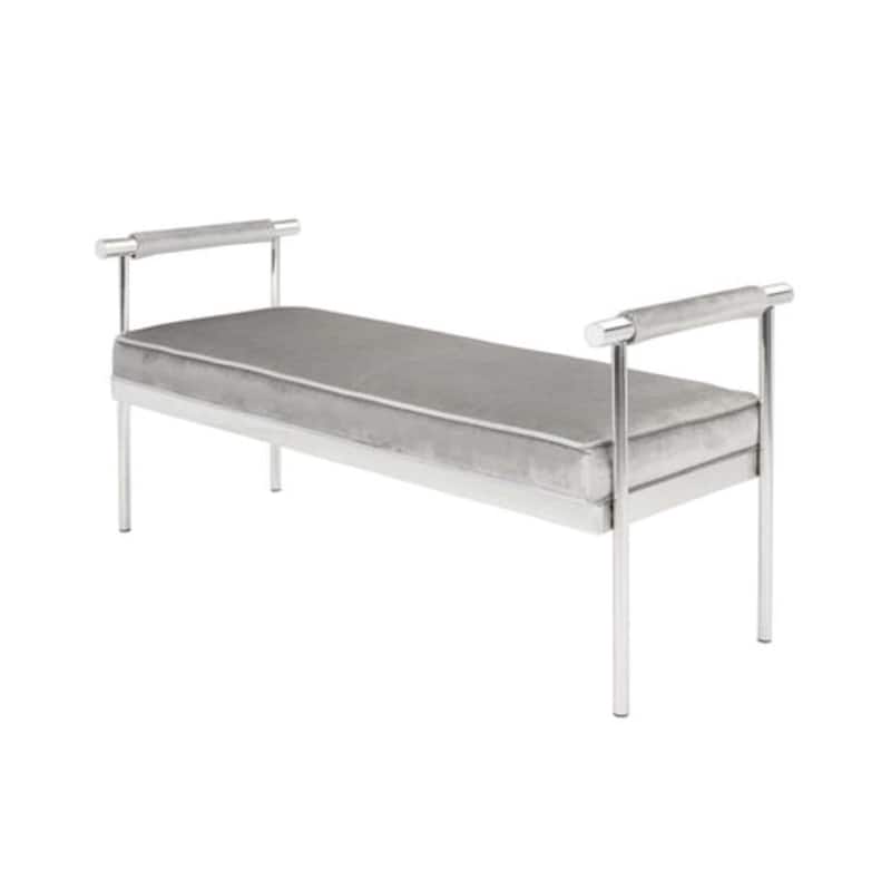 Roma Velvet Bench - Grey
