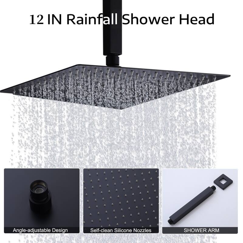 Topcraft Rain Shower System with Handheld Showerhead - 12inch