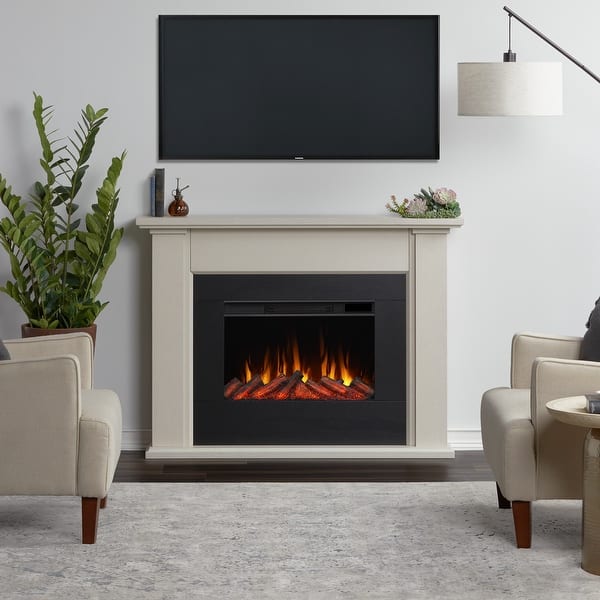 slide 2 of 12, Tejon 52" Slim Electric Fireplace in Bone White by Real Flame