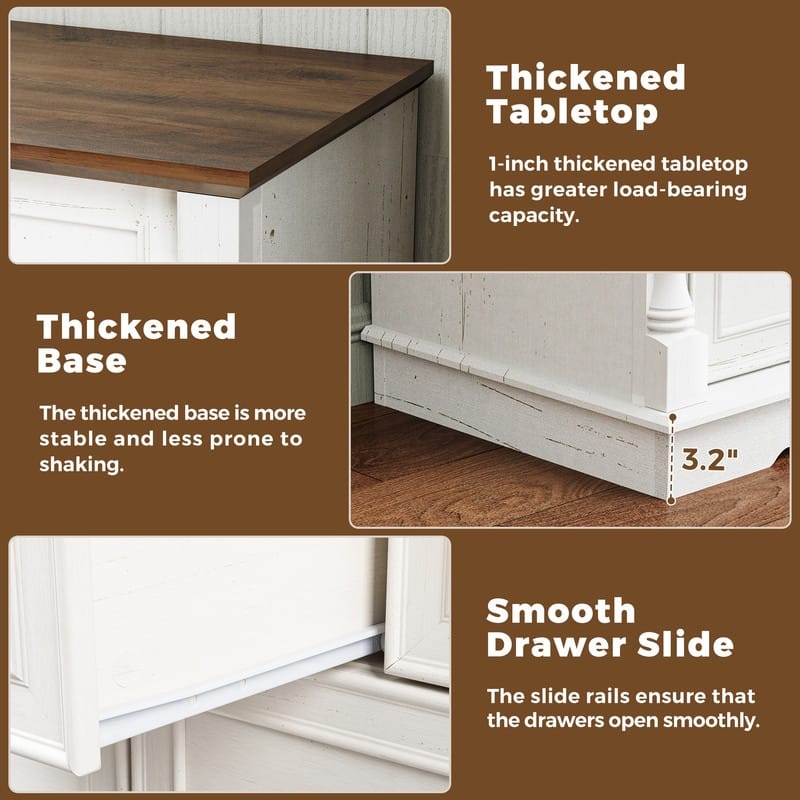 7-Drawer White Modern Dresser, 52" White Wooden Storage Dresser for Bedroom