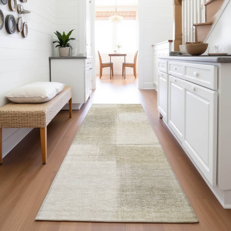 Premium Washable Super Soft Solid Geo Mayfield Rug - Taupe - 2'3" x 7'6"
