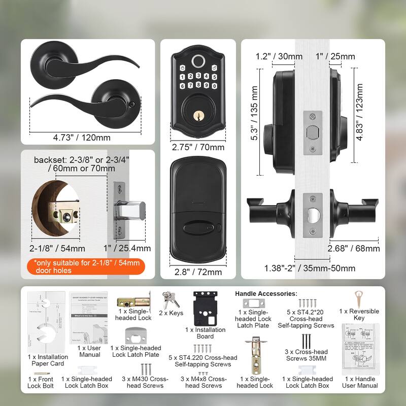 Fingerprint Door Lock for Front Door, Electronic Keypad Deadbolt with 300 Users