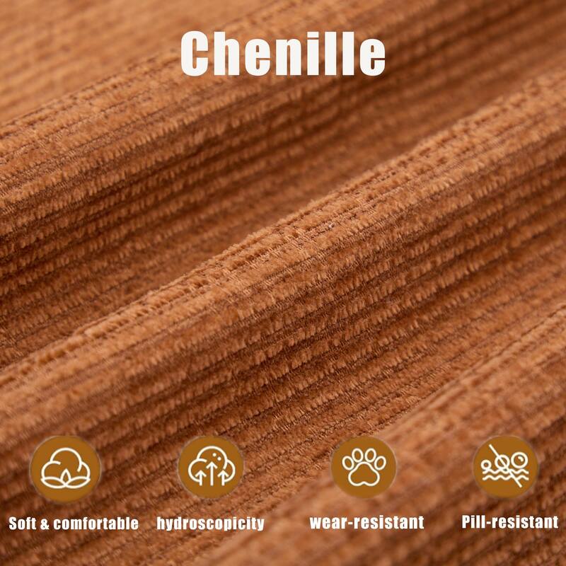 GDFStudio - Chenille L-Shaped Modular 5-Seater Sectional Sofa with Ottoman