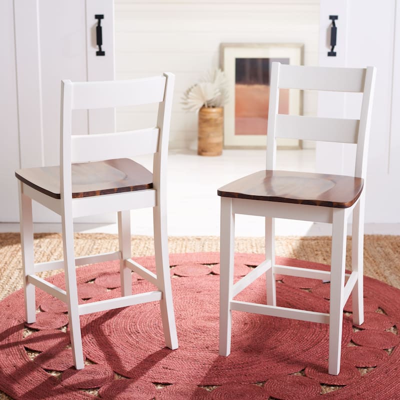SAFAVIEH Bula Counter Stool - 18" W x 20" L x 39" H - 18Wx20Dx39H - White/Natural