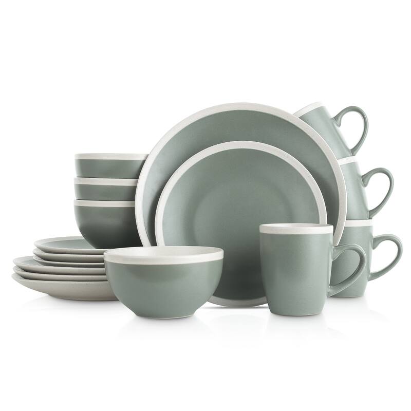 Stone Lain Serenity Speckle Stoneware Round Two-tone Dinnerware Set