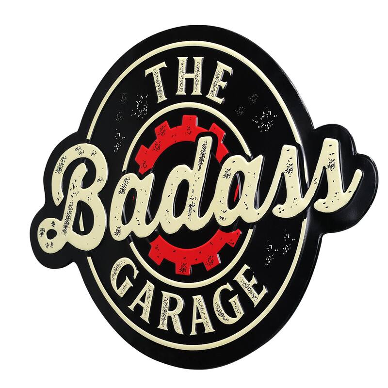 Garage Embossed Shaped Metal Wall Sign - 18.5" x 13.5"