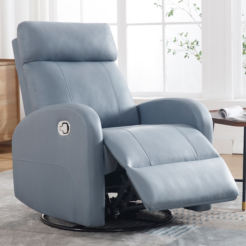 HOMYKA Modern Faux Leather Rocking Recliner with Swivel