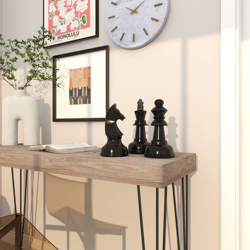 CosmoLiving by Cosmopolitan Silver or Dark Gray Aluminum Metal Chess Sculpture with Knight, Queen and King (Set of 3)