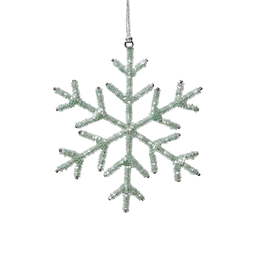 Beaded Snowflake Christmas Hanging Décor Ornaments, Set of 12, 6"