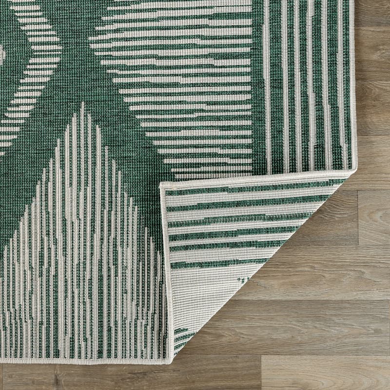 World Rug Gallery Contemporary Geometric Stripe Weather Resistant Reversible Indoor/Outdoor Area Rug