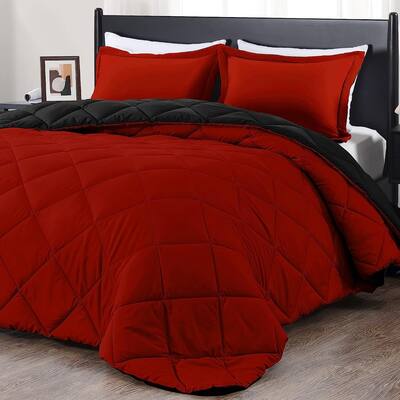 Full Size Soft Bedding Sets for All Seasons 3-Piece Comforter Set with 2 Reversible Pillow Shams