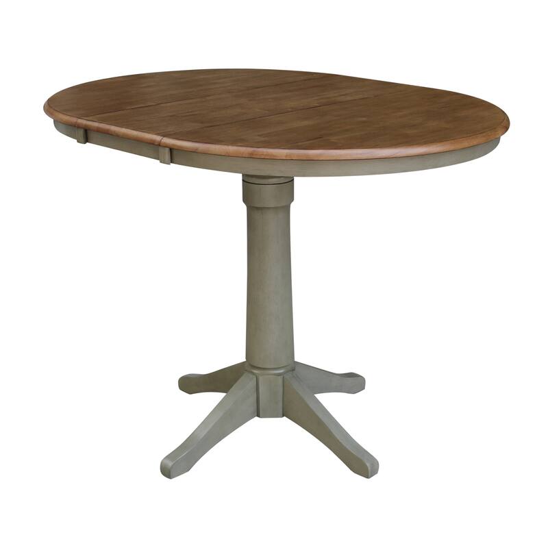 36" Round Extension Dining Table With 2 San Remo Counter Height Stools - Set of 3 Pieces
