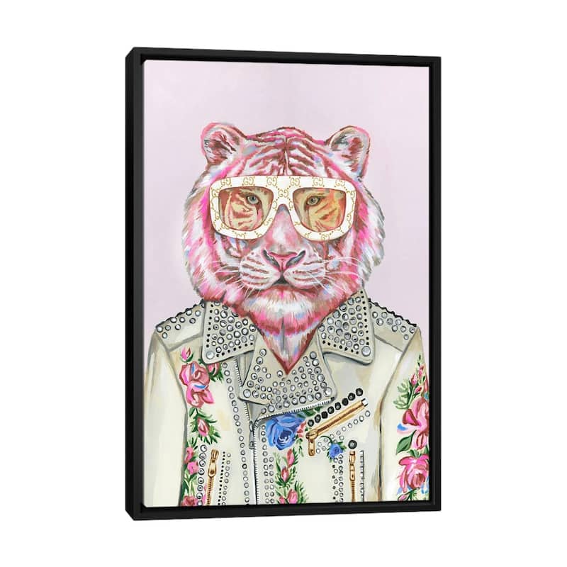 iCanvas "Gucci Pink Tiger" by Heather Perry Framed Canvas Print - Black - 48x32