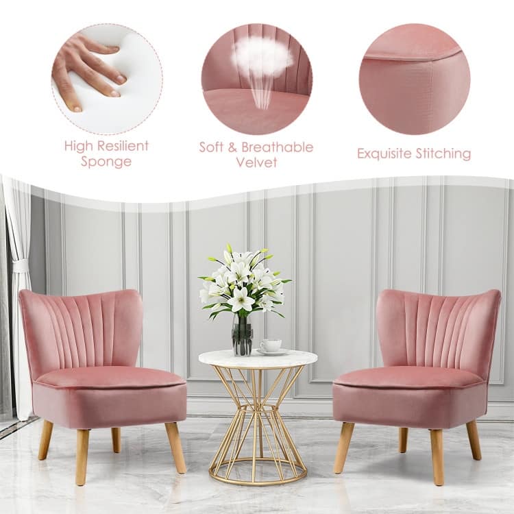 Armless Accent Chair Modern Velvet Leisure Chair - 21.5" x 27" x 28.5" (L x W x H)
