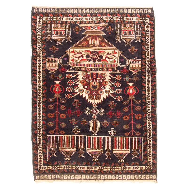 ECARPETGALLERY Hand-knotted Teimani Black Wool Rug - 3'1 x 4'5