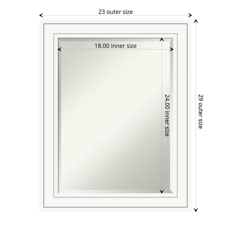 Beveled Wood Bathroom Wall Mirror - Craftsman White Frame - Outer Size: 23 x 29 in