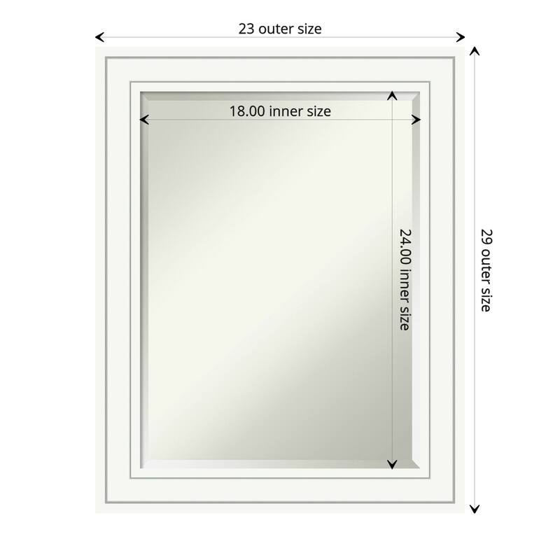 Beveled Wood Wall Mirror - Craftsman White Frame - Outer Size: 23 x 29 in